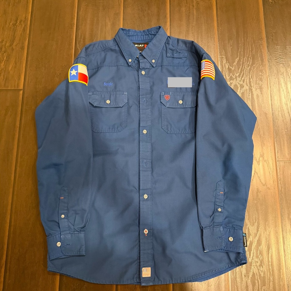 Ariat FR Featherlight Work Shirt Size Large in Royal Blue